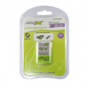 Bateria 9V Recarregável 250 Mah Ni-Mh FX-9V/25B1