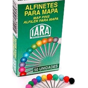 Alfinetes para Mapas - Cores Diversas - Caixa com 50 un.