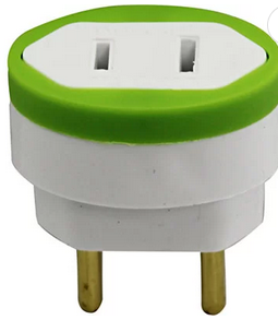 Adaptador p/ tomada 2P chato p/ redondo padrão antigo p/ novo