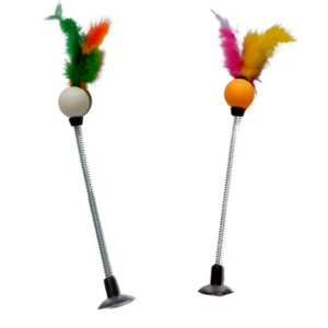 Brinquedo Plumas e Penas Spring Cat Mola para Gatos - Cores Sortidas